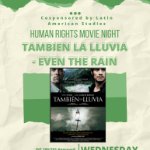human rights movie night flyer Even the Rain on February 15, 2023